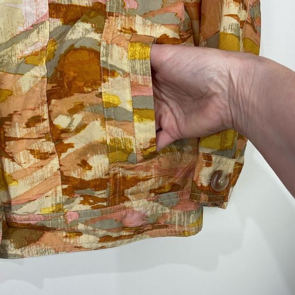 Pendleton Silk Watercolor Button Front Cropped Jacket Size M Petite MP PM - Picture 6 of 9